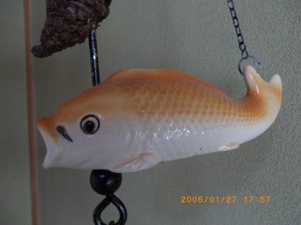 魚 自在鉤 囲炉裏 自在鉤 木彫り 魚型 鯉