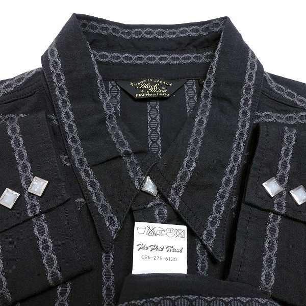 フラットヘッド BLACK MINT ドビーストライプ ウエスタン シャツ