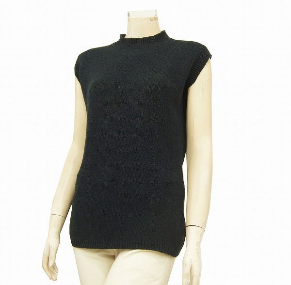d美品★イタリー製★STEFANO MORTARI*ステファノモルタリ★濃紺★上質シルク(絹)&コットン★ローネックニット★レディース