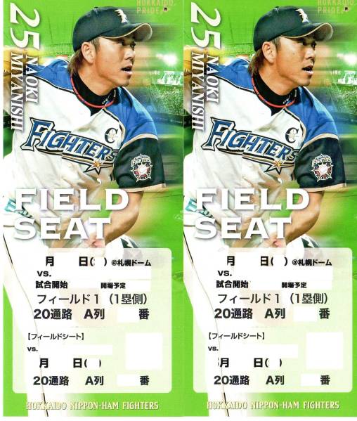 3/30(水)日本ハム×オリックス.1塁フィールドシート最前Ａ列ペア