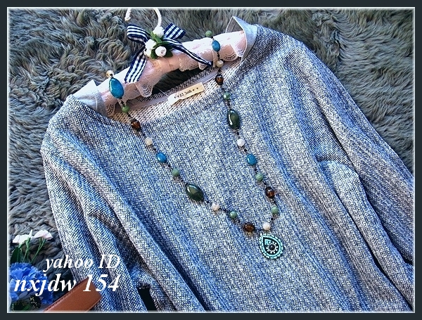 ◆Rose◇3～4L・カジュアル春ツイード♪mixブルーのワンピース