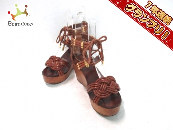 トリーバーチ サンダル 5M レディース ダークブラウン レザー