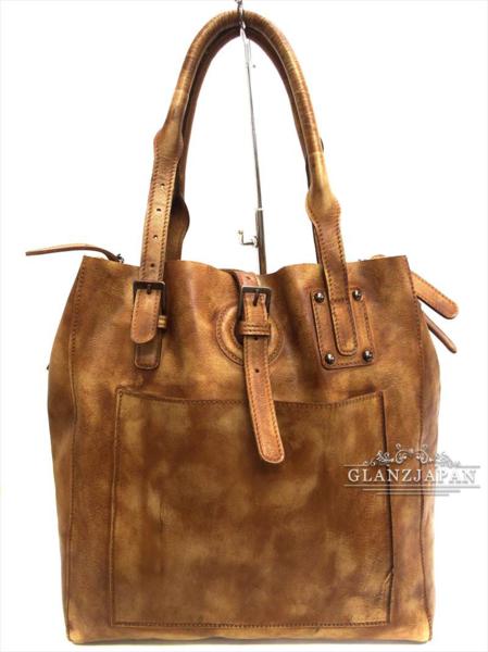 CP50*新作*本革*茶*ムラ染めグランジ風♪2WAYレザートートバッグ