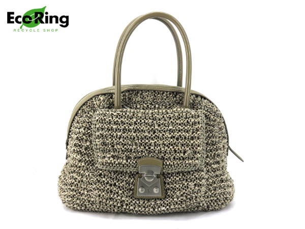 1円 超美品 アンテプリマ ファスナー ハンドバッグ グレー BE103