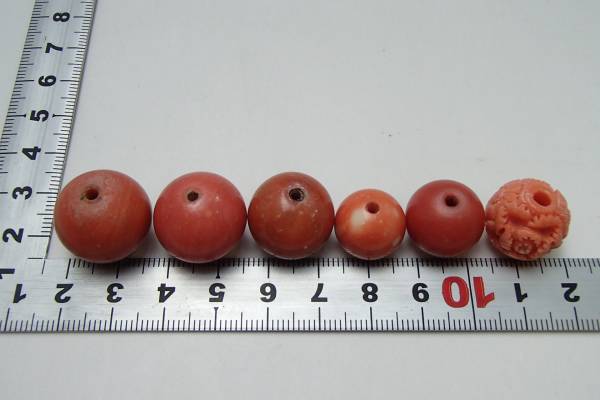 【珊瑚】かんざし　簪　玉　6個