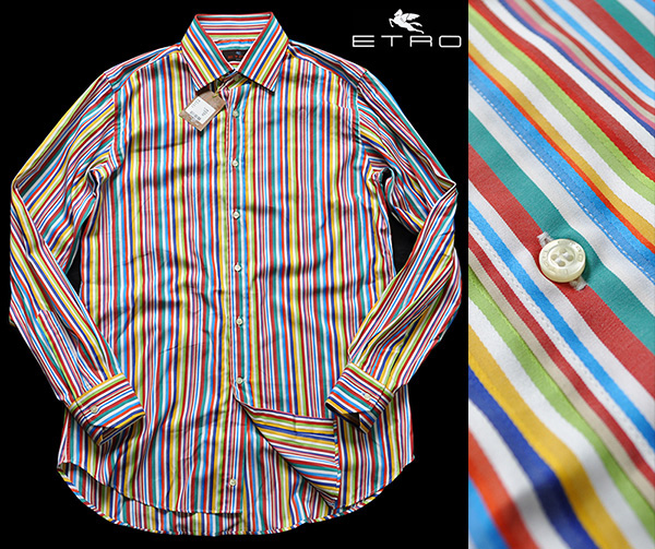 5万新品◇42=L◇【ETRO】エトロ ホワイトペイズリーシャツ 5万新◇42=L