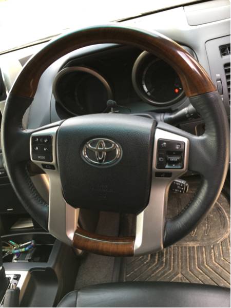 150プラド 純正ウッドステアリング シフトノブ 黒革