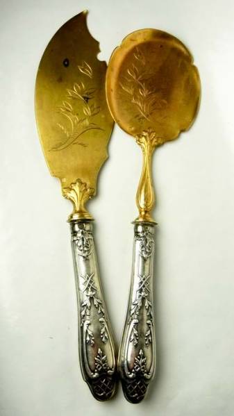 Brosse & Cie アンティーク 純銀シルバー サービング2本セット