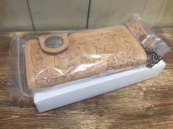 【財布屋】牛革・ヌメ革 ハンドカーブ ロングウォレット BE @4