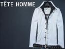 新品▼テットオム TETE HOMME▼立衿長袖リブストライプシャツ(M)