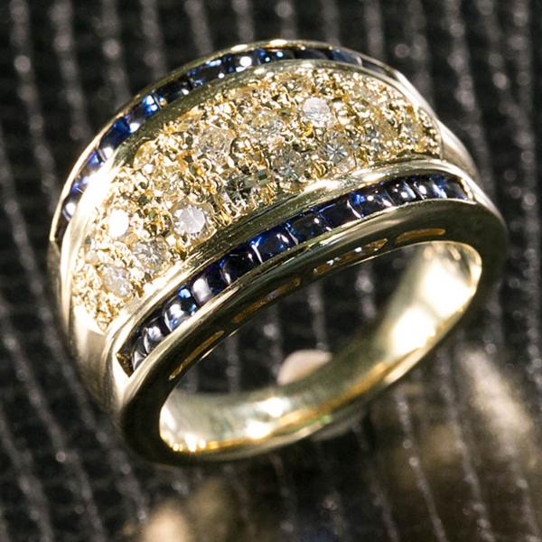 ■即決■リング 指輪K18YG サファイア1.19ct/ダイヤ0.78ct 10.6g