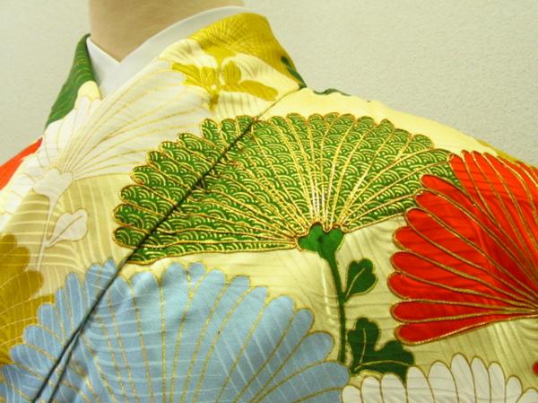 ★着物10★ 1円 絹 刺繍 横菊 袷訪問着 ☆☆☆☆