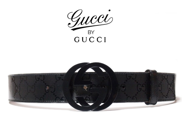 グッチ/GUCCI 中古本物 1円GGインプリメ ベルト ブラック 85/34