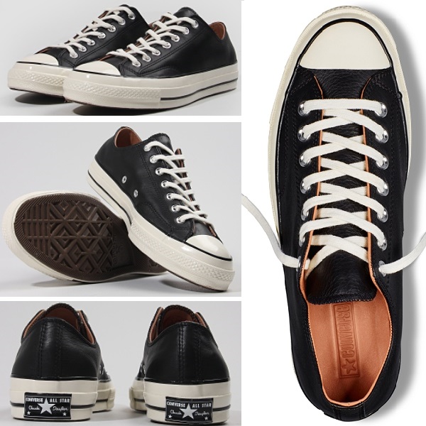 海外限定 コンバース　チャックテイラー三ツ星ローレザー黒28㎝