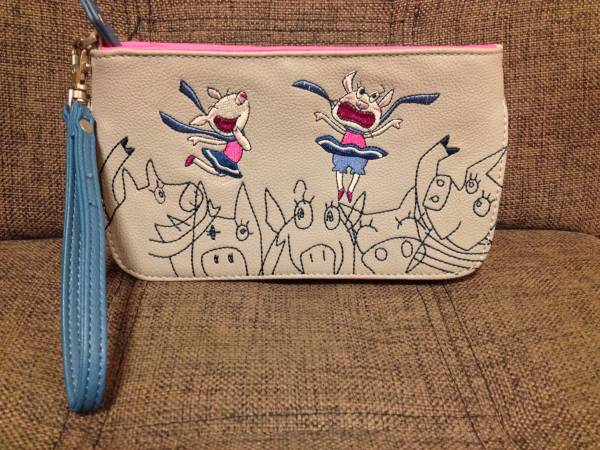 アルベロベロ ポーチ ネイビー×マルチ 刺繍/COILTD 合皮♪