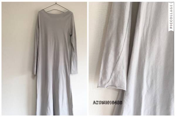 ◯ evam eva オーガニックロングワンピース コットン グレー ◯