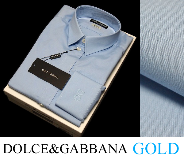 DG ドルガバ 新品本物 ブルー GOLDライン Yシャツ size 39