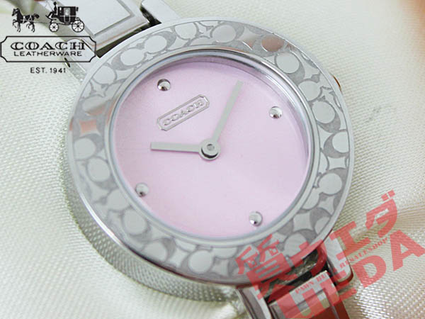 1円 コーチ シグネチャー ピンク SS レディース 腕時計 バングル
