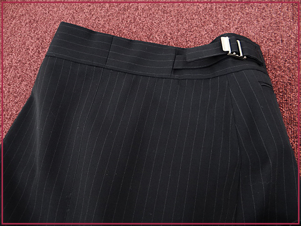 1円 本物 グッチ ストライプ スカート 38 白×ネイビー系