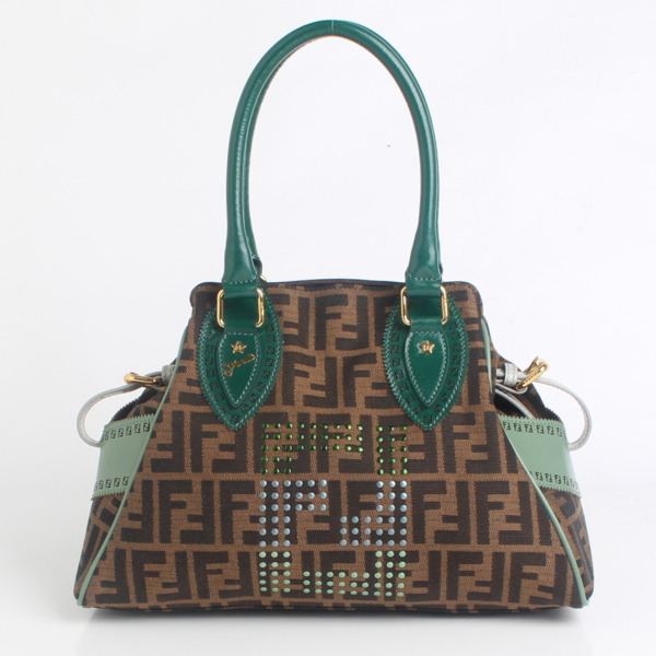 フェンディ ズッカ エトニコ トートバッグ グリーン×ブラウン(1