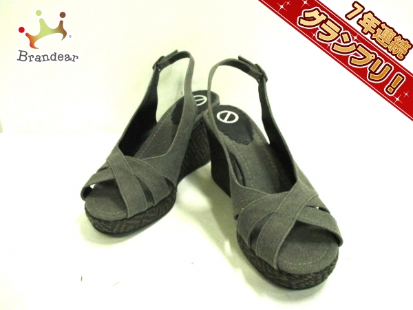 ノーネーム サンダル 37 レディース ダークグレー×カーキ