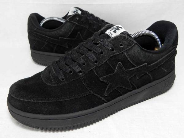 ★APE×KAWS ベイプスタ BAPESTA 黒　スエード 26.5cm Used