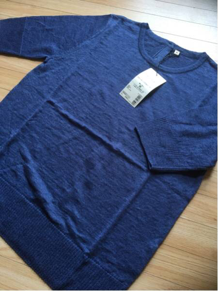 無印良品 MUJILABO 半袖 リネン セーター Ｍ ブルー 婦人