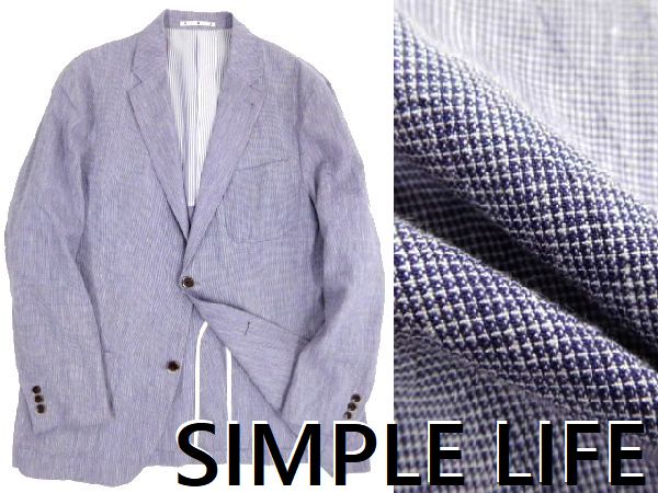 新品 シンプルライフ リネン混 清涼 テーラード ジャケット LL