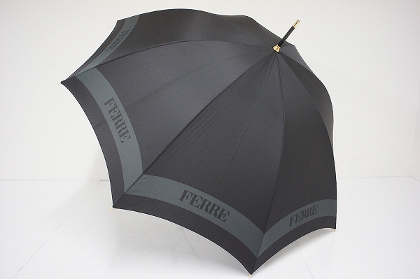 A7846 GIANFRANCO FERRE フェレ 傘 USED超美品 ロゴボーダー
