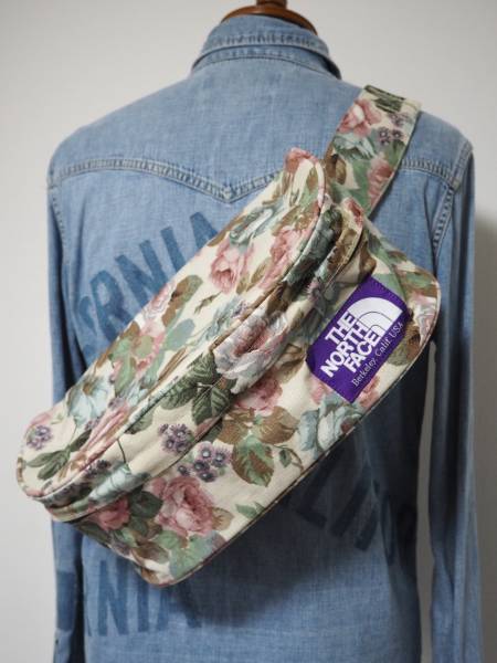 限定☆パープルレーベル/THE NORTH FACE/花柄/ウエストバッグ/麻