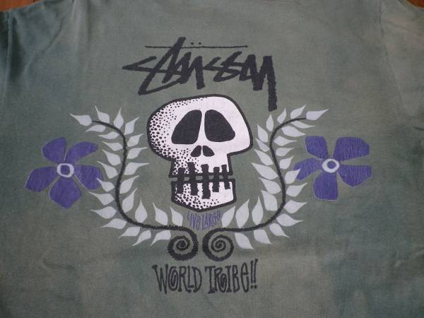 STUSSY スカル OLD フラワー 80s old 黒タグ USA製 初代 スカル 