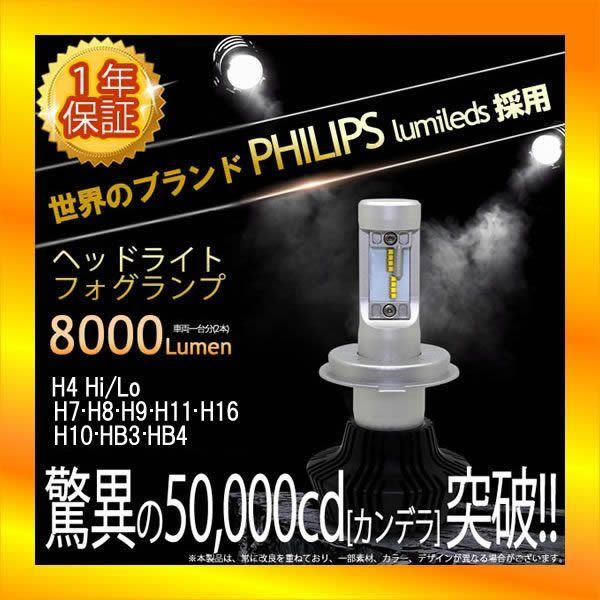 100円~ PHILIPS LED 2本 セット H4 Hi/Lo H8 H9 H11 H16 HB3 HB4