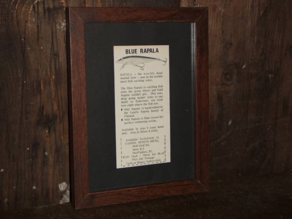 当時物 RAPALA ブルー ラパラ ヴィンテージ オールド ルアー額装_1