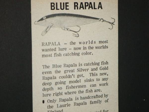 当時物 RAPALA ブルー ラパラ ヴィンテージ オールド ルアー額装_2