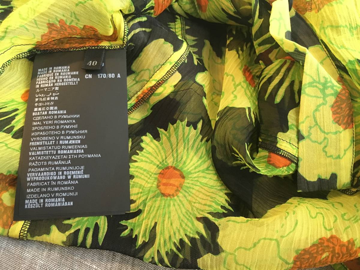 新品 プラダ 最高級 シルク 花柄 ブラウス 40 シャツ フラワー PRADA 