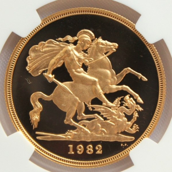 1982 イギリス ヤング エリザベス 5ポンド金貨 NGC PF69UC_3