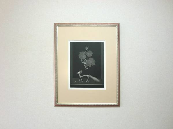 長谷川潔 銅版画 『狐と葡萄』1963年作 コロタイプ摺 [真作保証