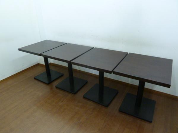 中古厨房 業務用 テーブル 1本脚 四角テーブル カフェ 4台
