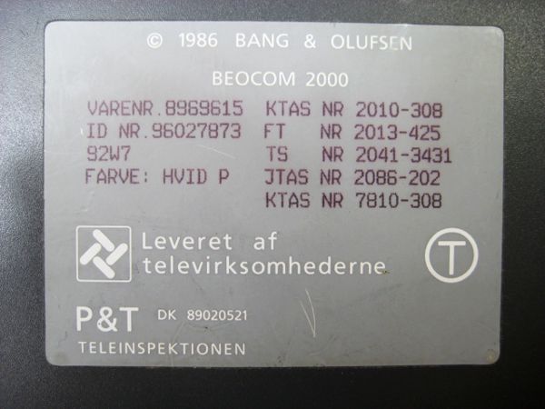 Bang&OlfsenバングアンドオルフセンBeocom2000電話機2500北欧B&O