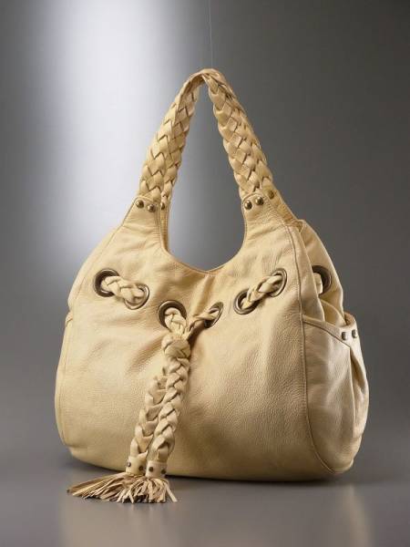 D7704*クーバ/Kooba*タッセル*編みレザートートバッグ