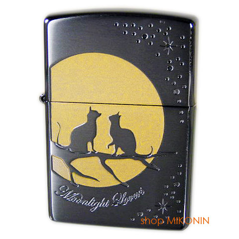 ZIPPO ムーンライトラヴァーズ (D) ブラックサテン 「キャット」