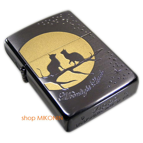 ZIPPO ムーンライトラヴァーズ (D) ブラックサテン 「キャット」