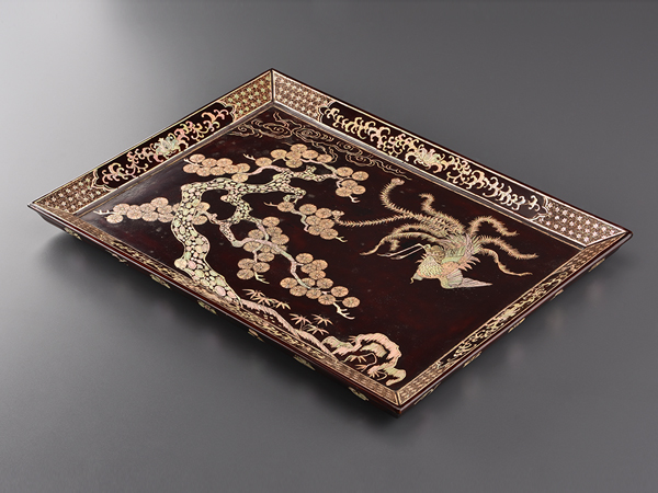 【流】中国古玩 青貝鳳凰紋香盆 IJ131