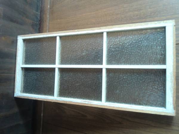 【昭和レトロ】　ガラスの木枠　カフェで使用　85×38×3.2cm