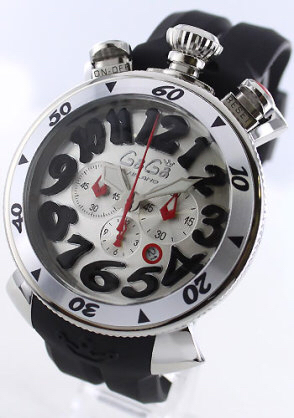 GAGA MIRANO48美品 クォーツ ダイバー クロノ シルバー