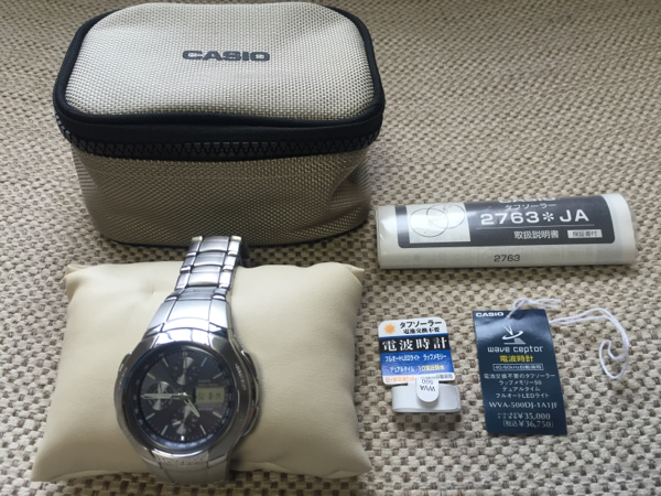 中古美品】CASIO wave ceptorソーラー電波時計WVA-500DJ-1A1JF
