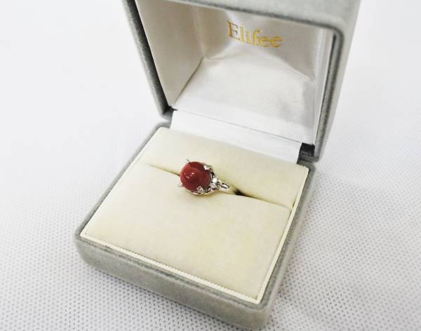 Pt900/血赤サンゴリング/珊瑚/9mm/D0.08ct/11.5号/良品 pt900 サンゴ 