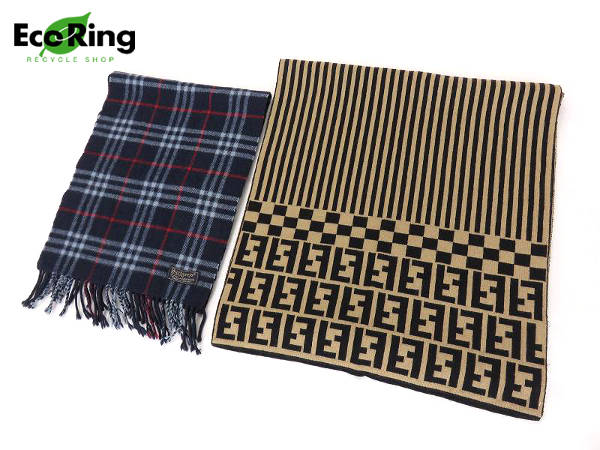 1円 フェンディ バーバリー ストール マフラー 計2点セットBP571