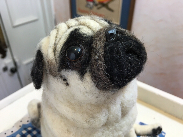 羊毛フェルト パグ ことらや No.70 パグ座りのポーズ