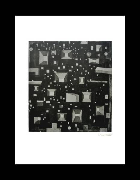 駒井哲郎 銅版画【時間の迷路】1952年作 コロタイプ摺[真作保証]